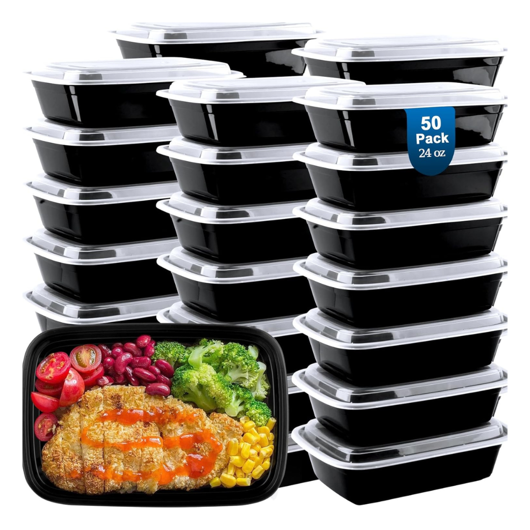 24 oz vivigu 50-Pack (100-Piece) Meal Prep Containers