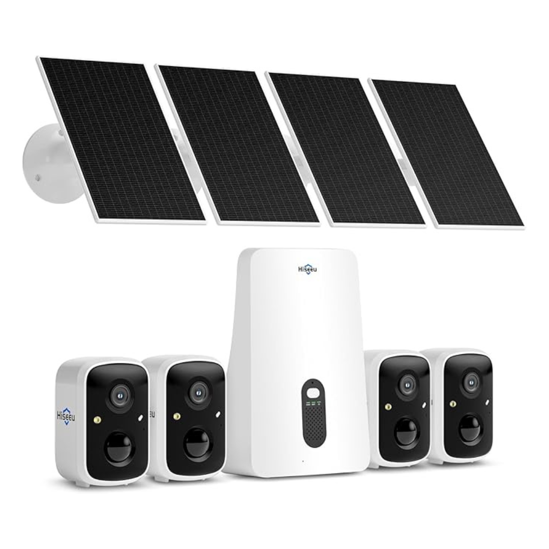 4-Count Wireless Outdoor Solar Security Cameras with 2K Color Night Vision
