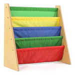 4-Tier Humble Crew Kids Book Rack with Fabric Sling Sleeves