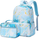 Joyfulife Girls Backpack with Lunch Box Lightweight Marble Backpack