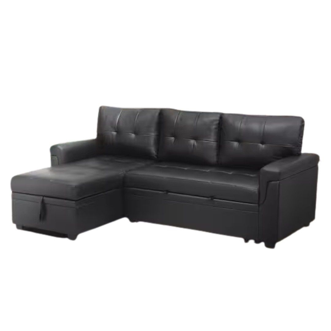 Maykoosh 84.64" Faux Leather L-Shaped Sleeper Sectional Sofa