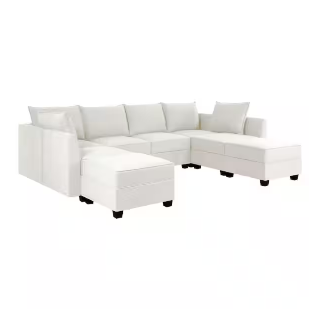 6-Piece 164.38" Modern Linen U-Shaped Sectional Sofa