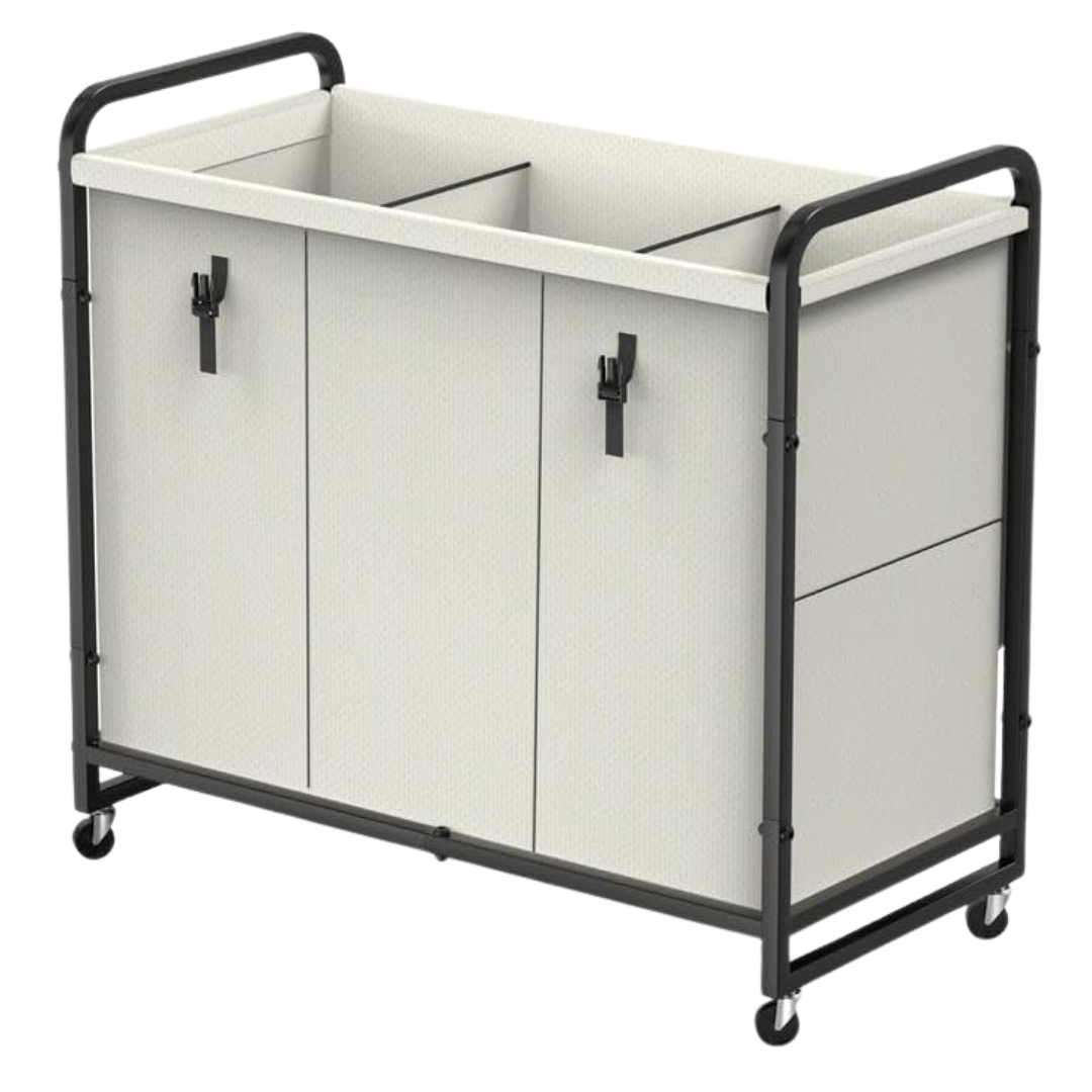 60-Gal 3-Section Laundry Sorter Cart With Wheels And Removable Bag