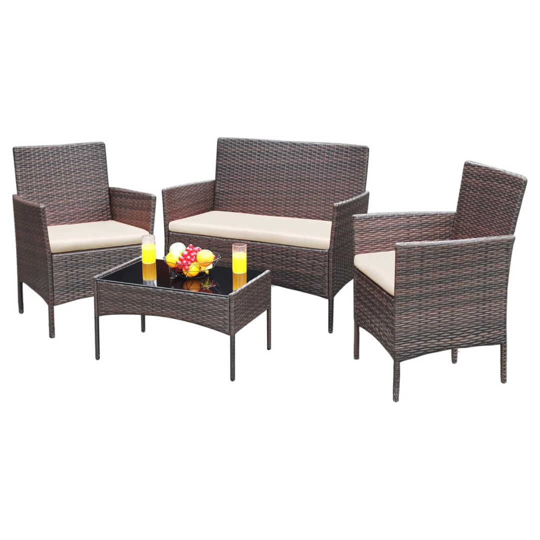 4-Piece Greesum Patio Outdoor Furniture Sets With Soft Cushion