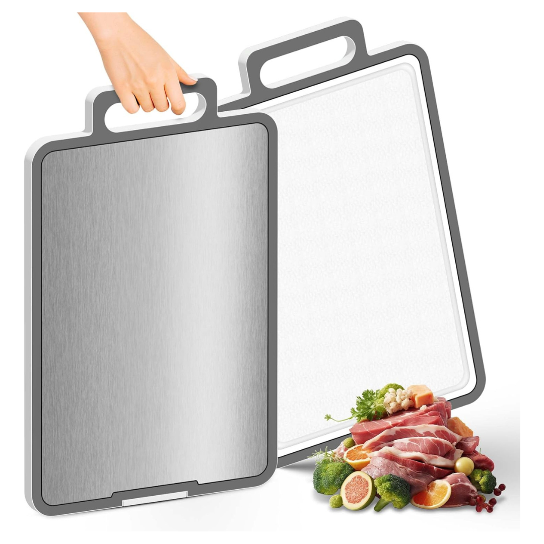 2-in-1 Stainless Steel Cutting Board (16.5"L x 10.5"W x 0.29"Th)