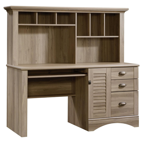 Sauder Harbor View Home Office Computer Desk With Hutch, Keyboard Tray