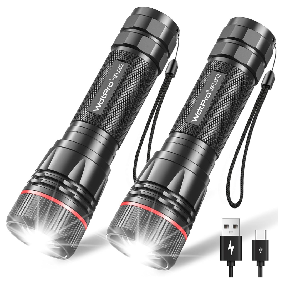 2-Pack WdtPro Rechargeable Flashlights High Lumens