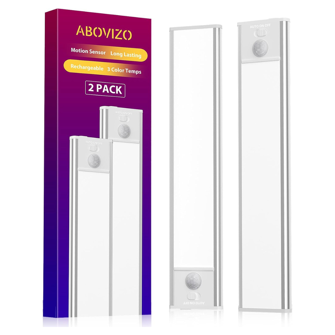 2-Pack Battery Operated Motion Sensor LED Under Cabinet Light