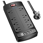 Nuetsa 6ft 8-Outlets Surge Protector Power Strip With 4-USB Ports