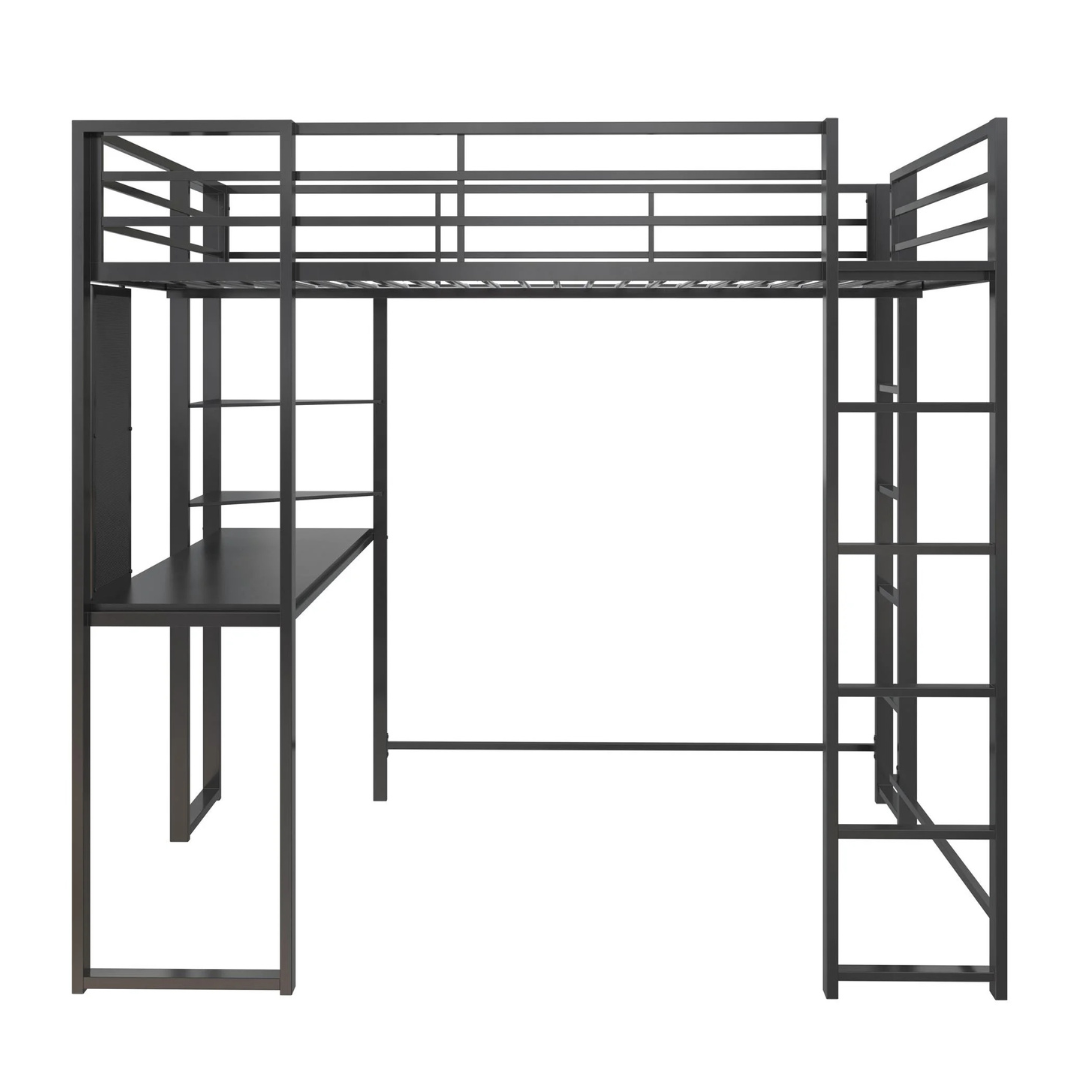 DHP Abode Full Size Metal Loft Bed W/ Desk (Black)