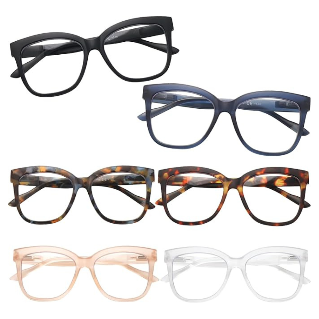 6-Pack Unisex Blue Light Blocking Oversized Glasses