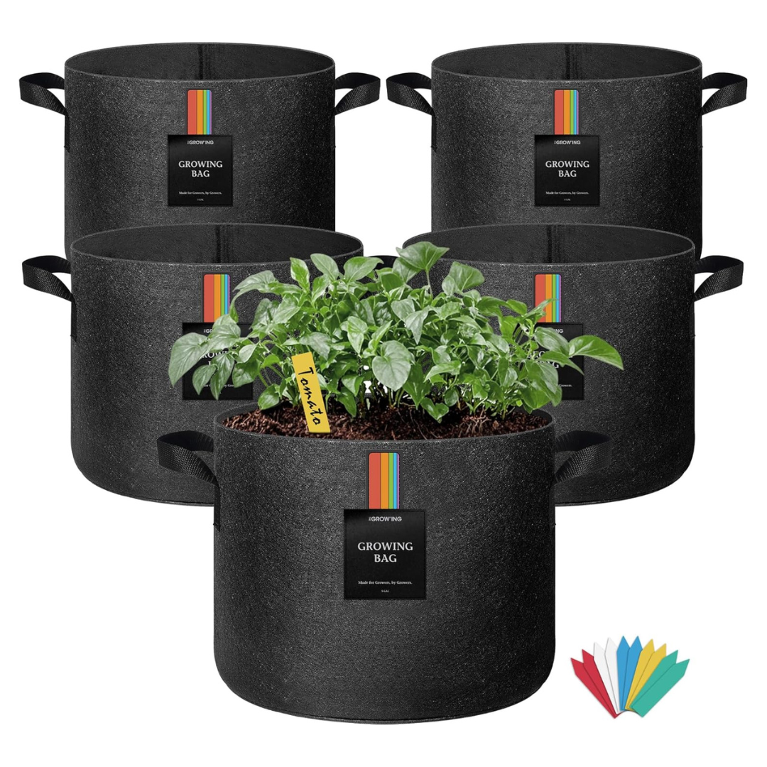 5-Pack The Growing Heavy Duty 5 Gallon Grow Bags With Handles