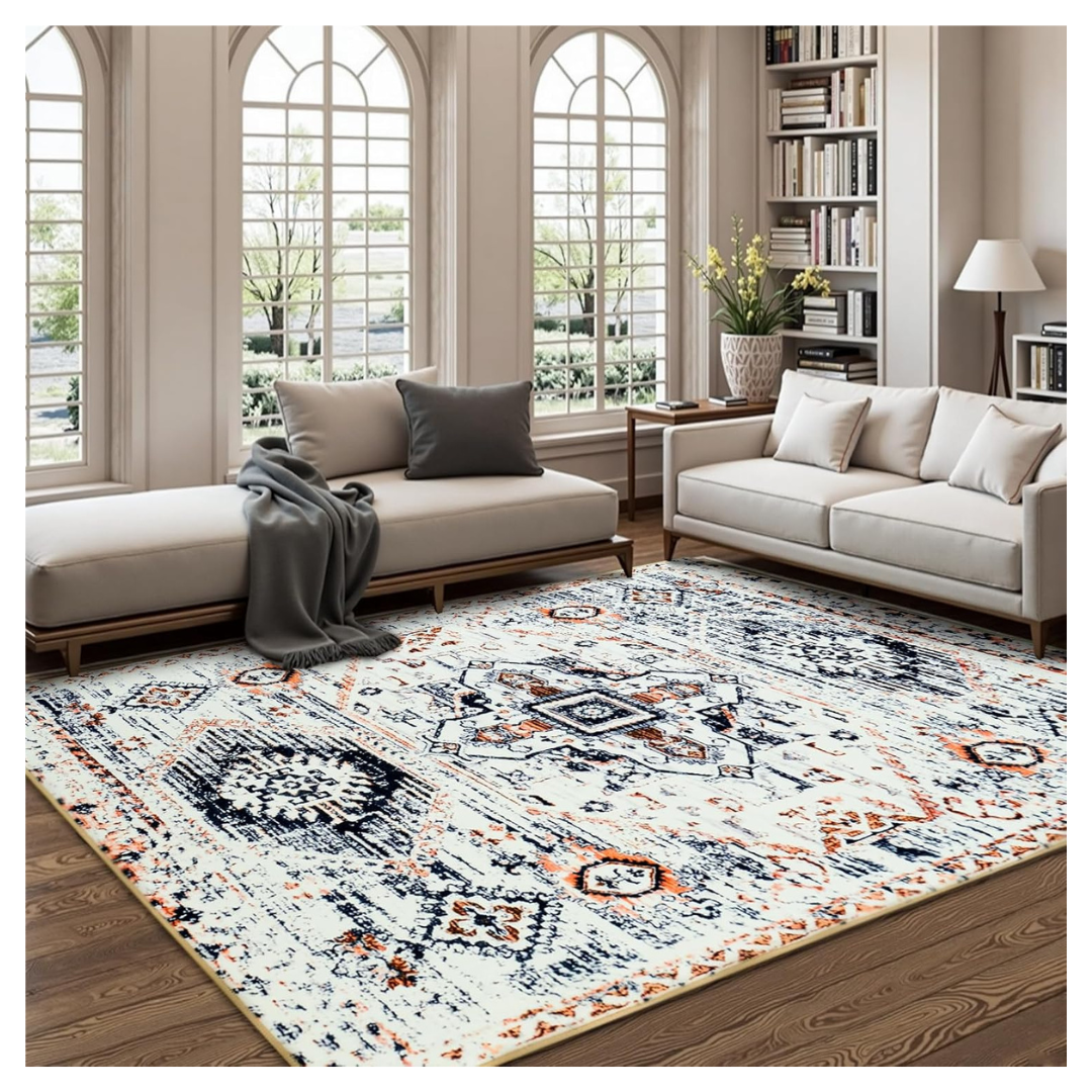 4x6 ft Washable Foldable Vintage Floral Area Rug