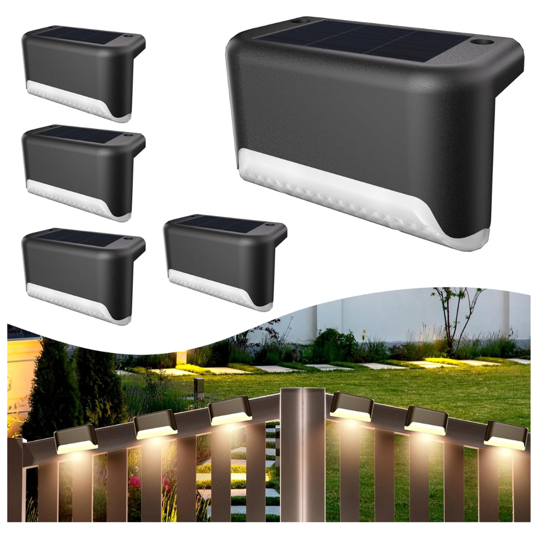 4-Piece Waterproof LED Step Solar Deck Lights