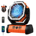 4-Speed YOGIN Camping Fan W/ LED Light, 20,000mAh Battery & USB Charging (F6)