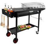 Portable Double Layers Folding Outdoor Grill Table With Wheels