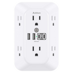 6-Outlet Addtam Surge Protector Outlet Extender W/ 4 USB Ports (2x USB-C)