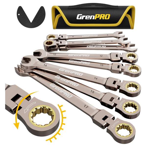 9-Piece Grenpro Flex Head SAE Ratcheting Wrench Set (5/16"-3/4")