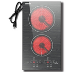 Karinear 12" 2 Burner Plug in Portable Electric Ceramic Cooktop