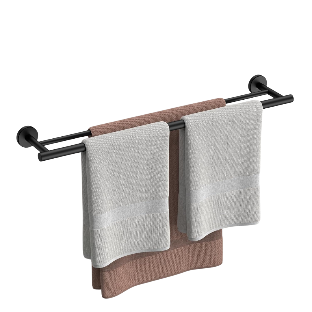 FORIOUS 24" Double Towel Bar With Wall Mount Hardware (Matte Black)