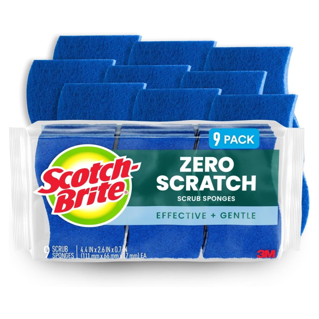 9-Pack Scotch-Brite Zero-Scratch Scrub Sponges