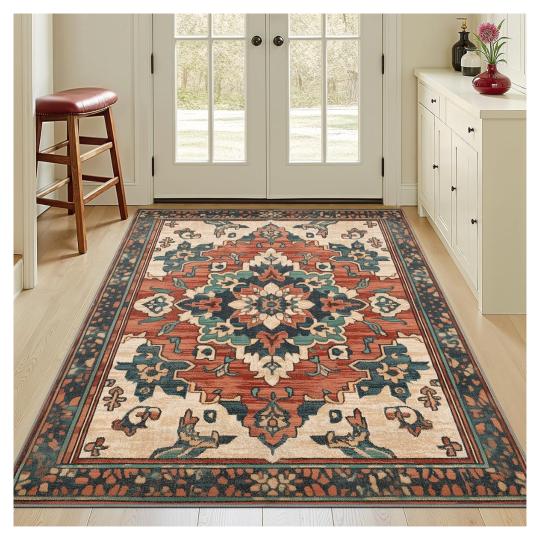 3' x 5' Soft Faux Wool & Polyester Boho Non-Slip Area Rug