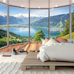 Snow Mountains Lake Forest Scene Wall Tapestry