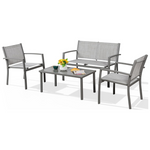 4-Piece Shintenchi Textile Fabric Patio Conversation Set