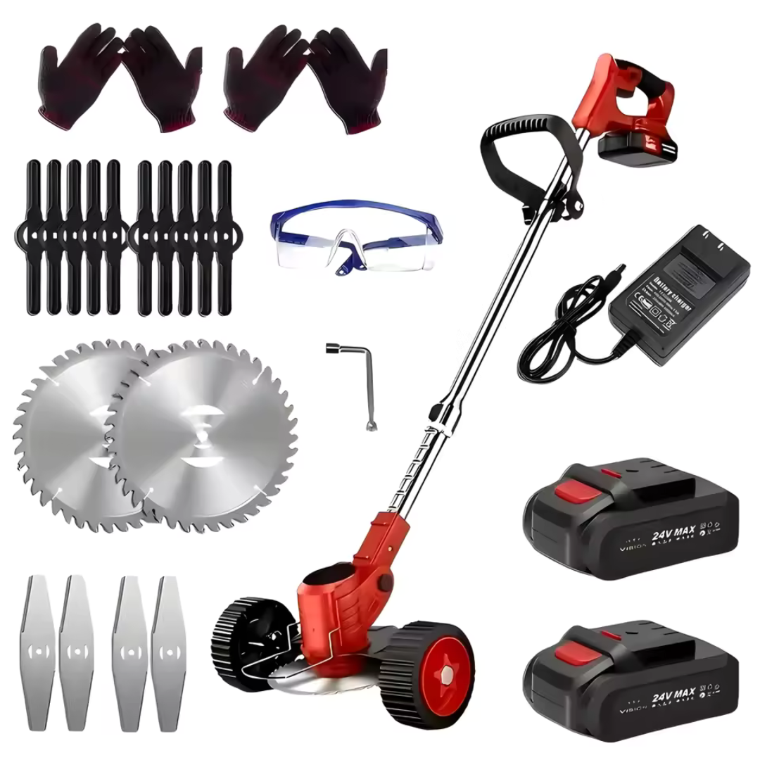 Cordless Lawn Trimmer with 2 Li-Ion Batteries