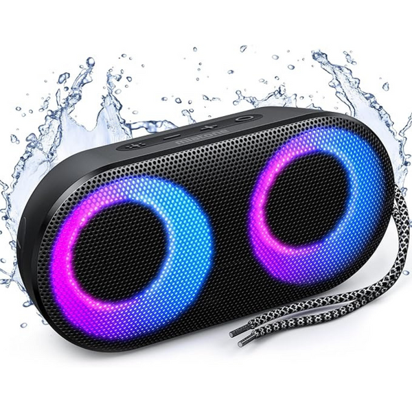 Portable Bluetooth 5.3 Drum Shower Speaker with LED Lights