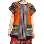 Women's Bright Arrowhead African Dashiki Cut Front Collar Shirt