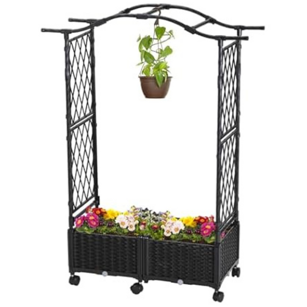 lalahoni 4.6ft Trellis Planter Self-Watering Box with Trellis