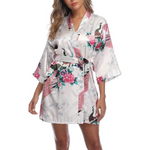 Women Short Floral Lightweight Sleepwear Bathrobe