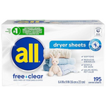 2-Pack of 195-Count all Fabric Softener Dryer Sheets for Sensitive Skin
