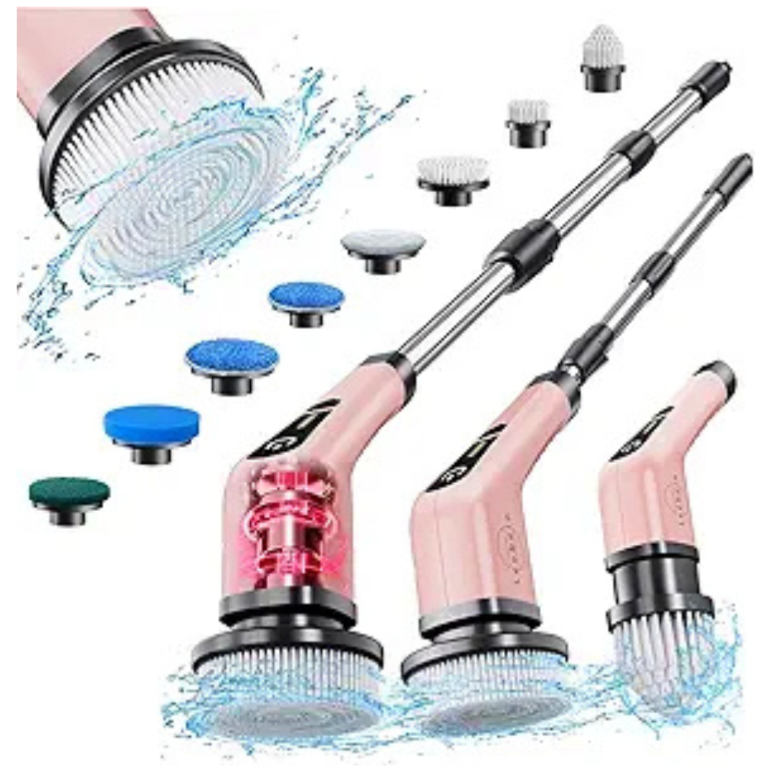 Leebein Cordless Electric Spin Scrubber w/ 8 Replaceable Heads