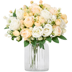 10-Pack Yastouay Fake Roses Yellow White Mixed Silk Flowers