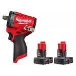 Milwaukee 2563-20 M12 FUEL 12V 1/2" Stubby Impact Wrench + 2-Pack 3.0 Ah Battery