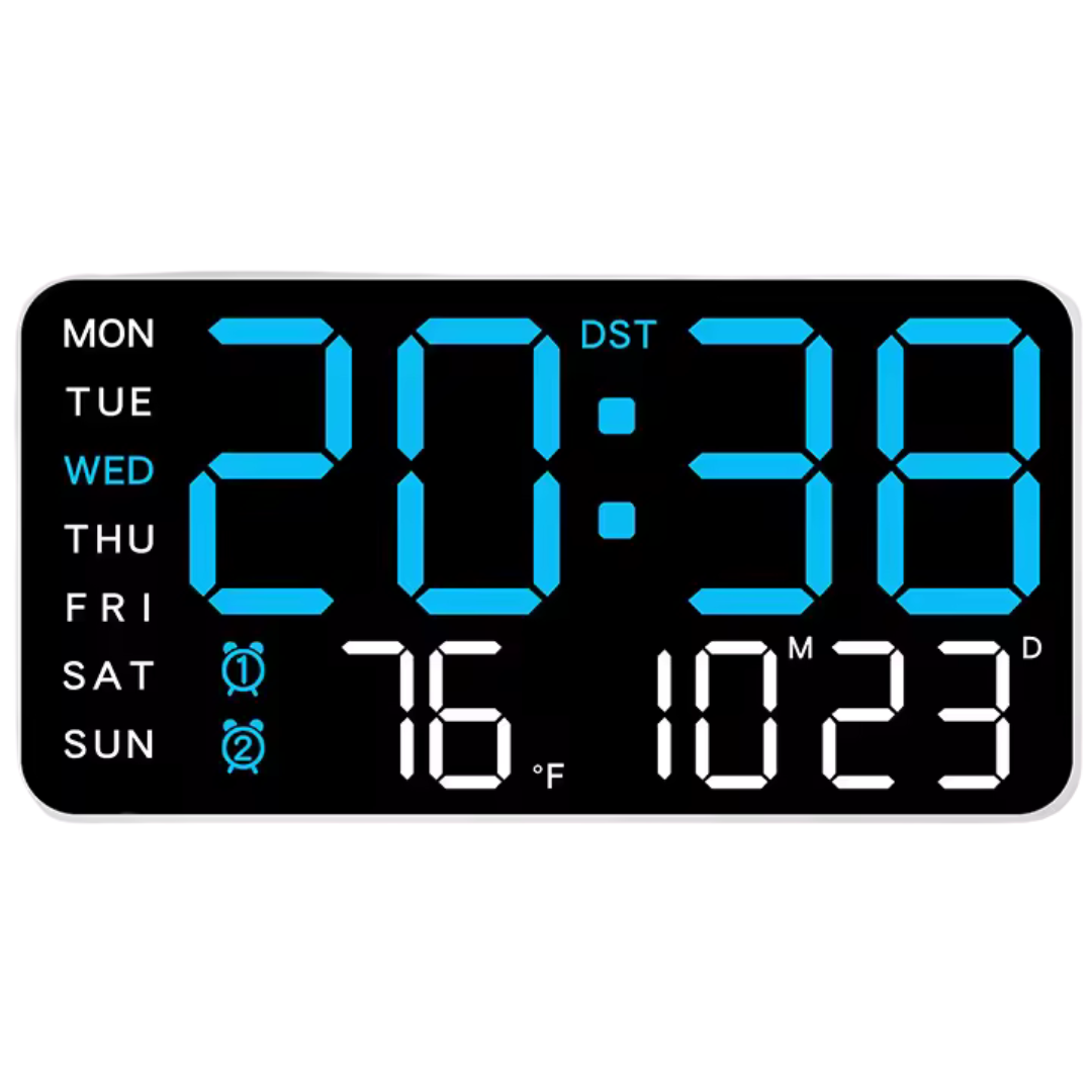 Large Digital Wall Dual Alarms LED Clock With Remote Control
