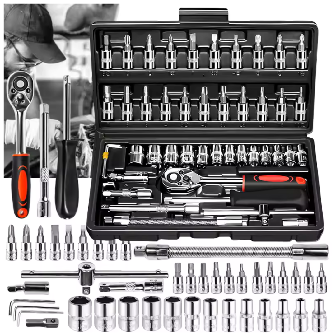 46-Piece Ratchet Car Wrench Drive Socket Set