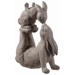 Mom & Baby Rabbits Garden Statue Bunny Yard Decor