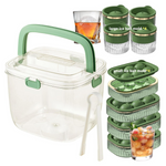 Set Of 4 Silicone Ice Cube Tray With Lid And Bin