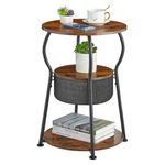 3-Tier Accent Round End Table With Storage Shelves