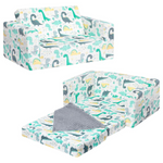 2-in-1 Extra Wide Comfy Cuddly Sherpa Sofa, Dinosaur Print