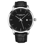 Men's Black Leather Strap Classic Minimalist Analog Wrist Watch