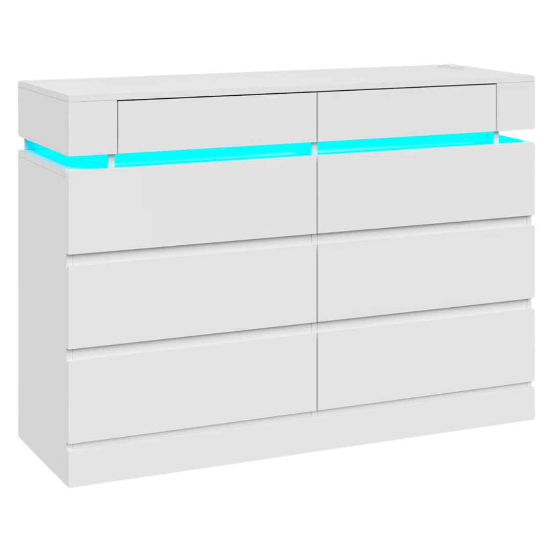 Wrought Studio Naryan 8-Drawer 47.3" W Dresser With Power Outlet