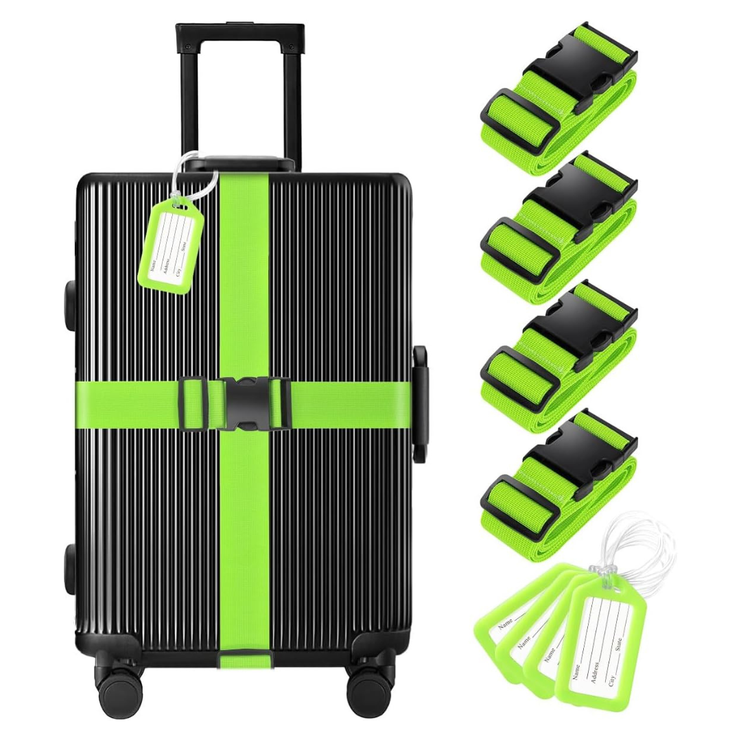 8-Pack Luggage Straps & Tags Set