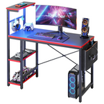Bestier 44" Rectangular Carbon Fiber Gaming Desk With RGB LED Lights