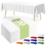20-Pack 54"x108" Disposable Plastic Tablecloths (White)