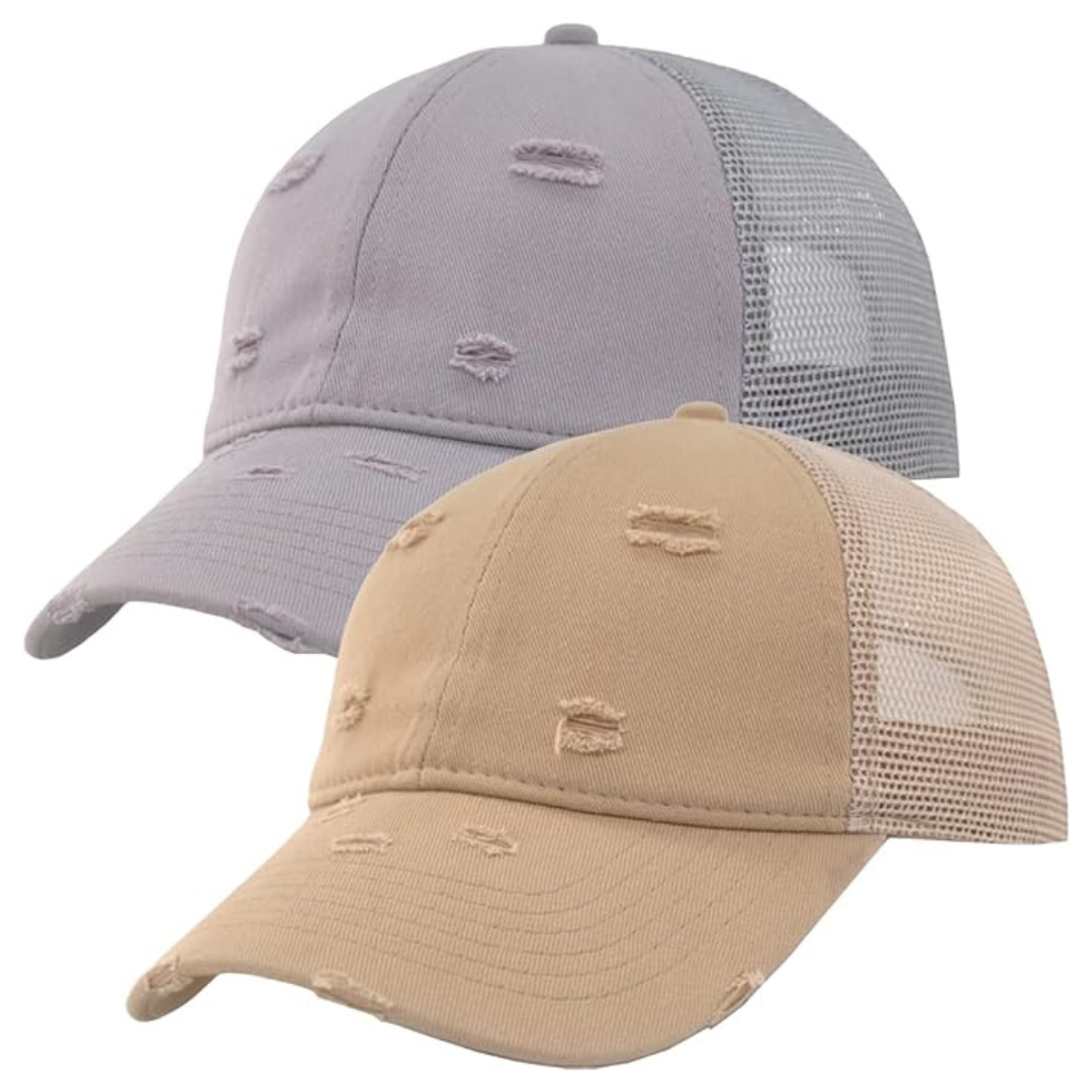 2-Pack Distressed Soft Trucker Hats for Women & Men