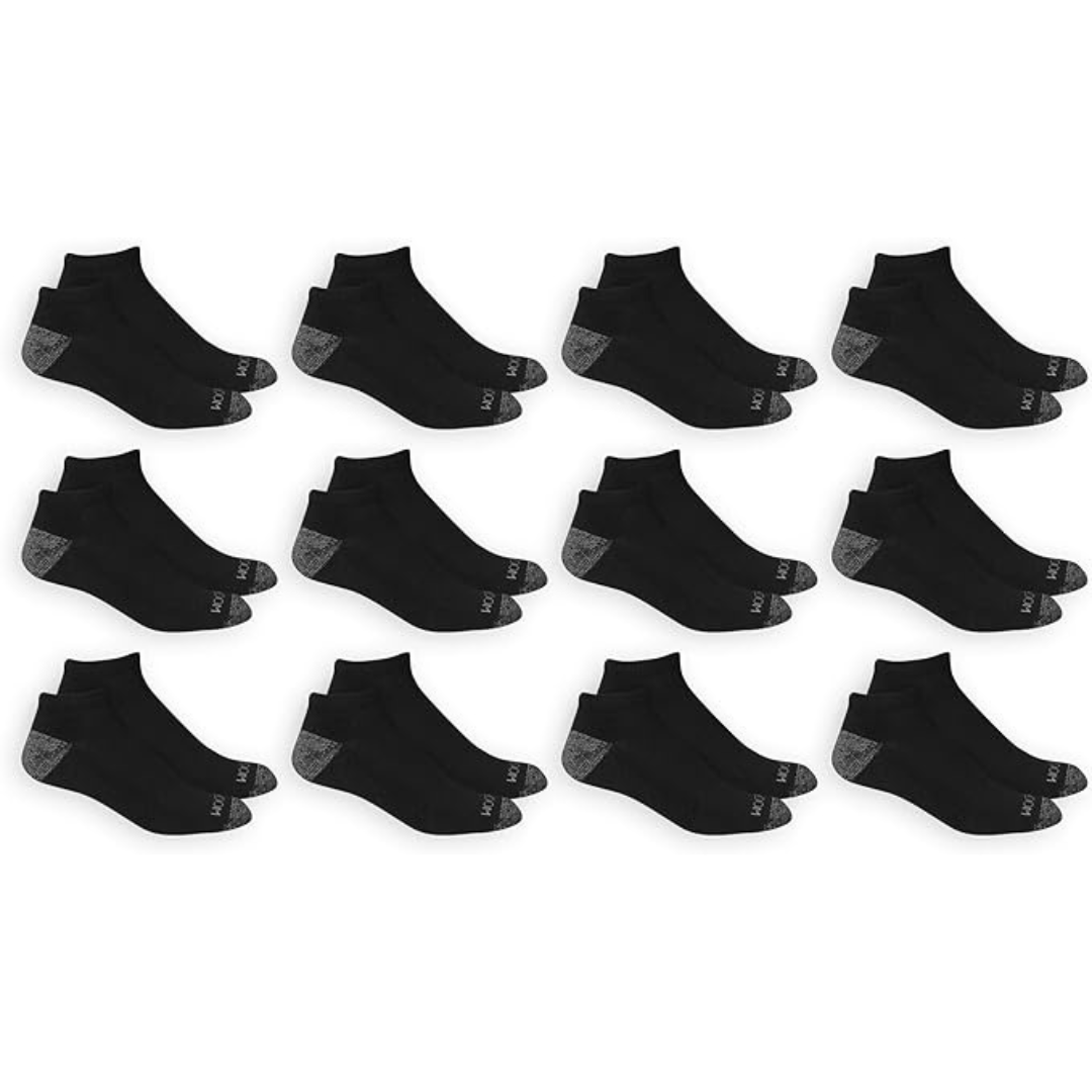 12-Pair Fruit of the Loom Men's Dual Defense Low Cut Socks